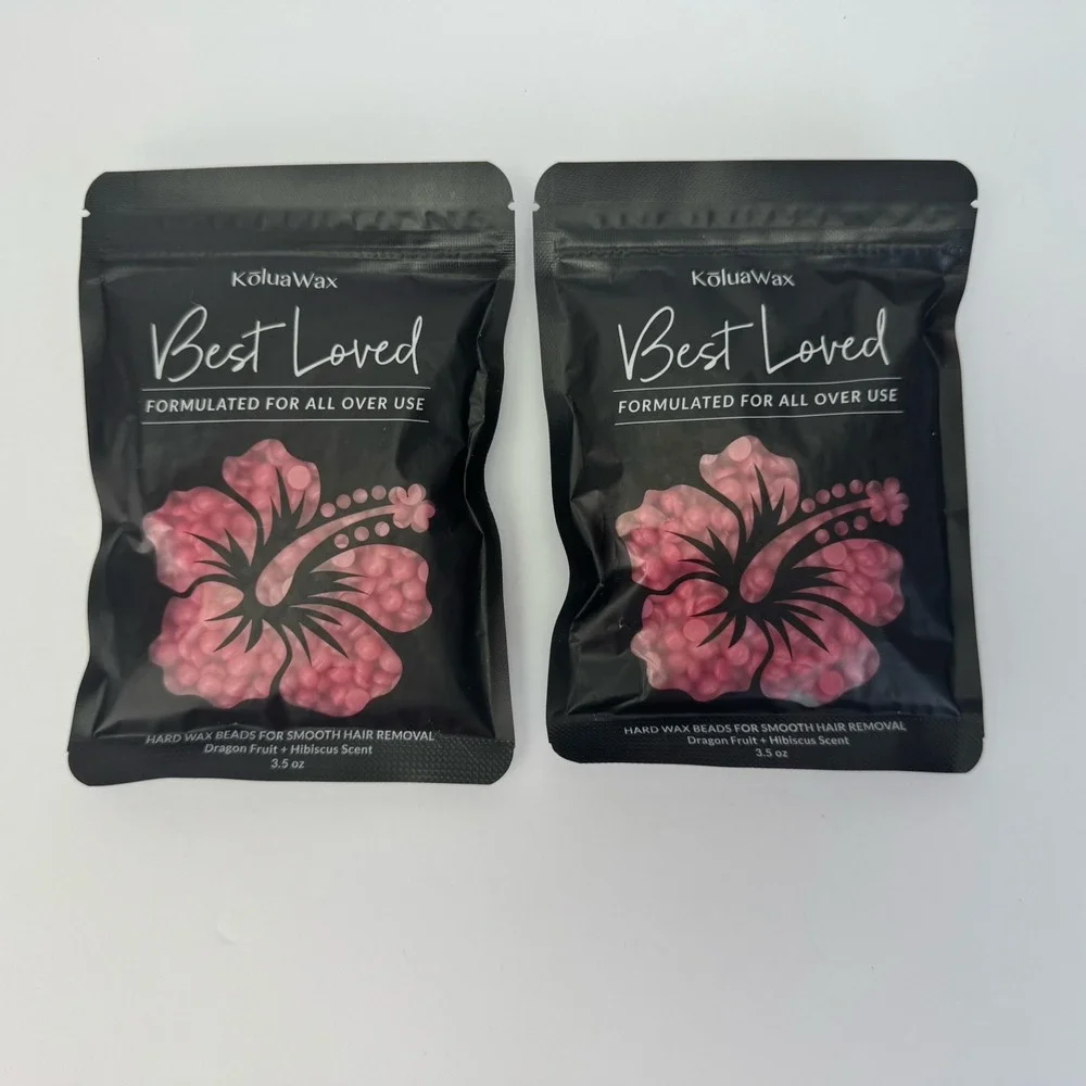 2 Kolua Wax Best Loved Hard Wax Beads for All Over Dragon Fruit & Hibiscus 3.5oz